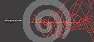 Vector abstract background with a wireframe dynamic waves, line and particles
