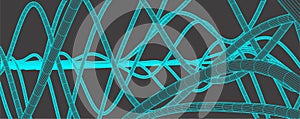 Vector abstract background with a wireframe dynamic waves, line and particles