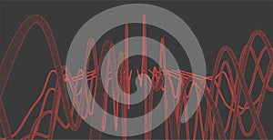 Vector abstract background with a wireframe dynamic waves, line and particles
