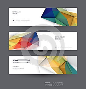 Vector abstract banners set with polygonal, Geometric, Triangle pattern shape