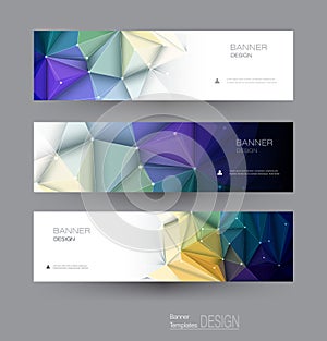 Vector abstract banners set with polygonal, Triangle pattern shape