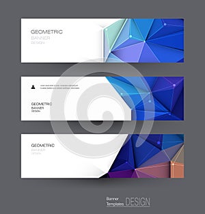 Vector abstract banners set with polygonal, Triangle pattern shape