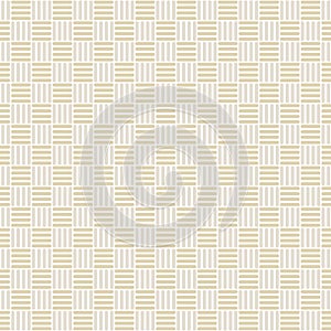 Vector Abstract Basket Weave Design in Yellow on White Seamless Repeat Pattern. Background for textiles, cards