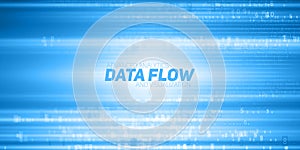 Vector abstract big data visualization. Blue flow of data as numbers strings. Information code representation.