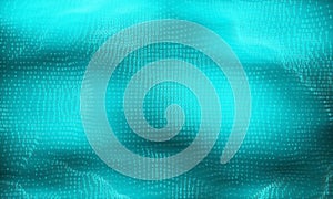 Vector abstract big data visualization. Cyan glowing data flow as binary numbers. Computer code representation.