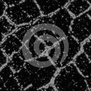 Vector abstract big data visualization. Grayscale glowing data flow as binary numbers. Computer code representation.