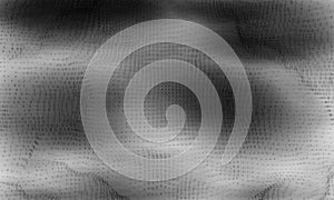 Vector abstract big data visualization. Grayscale glowing data flow as binary numbers. Computer code representation