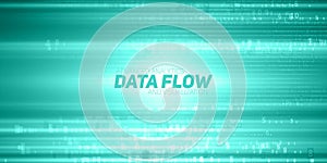 Vector abstract big data visualization. Green flow of data as numbers strings. Information code representation.