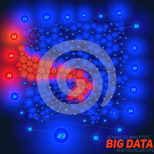 Vector abstract big data visualization with nodes. Futuristic infographics aesthetic design.
