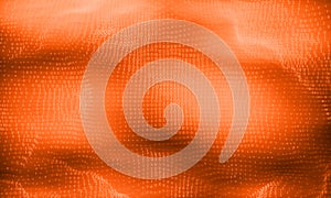Vector abstract big data visualization. Red glowing data flow as binary numbers. Computer code representation.