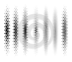 Vector abstract halftone gradient set isolated on white background. half tone design element collection