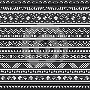 Vector abstract black and white tribal stripes seamless pattern background. Great for fabric, wallpaper, invitations