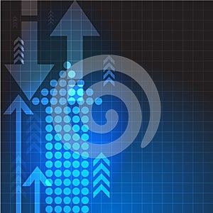 Vector abstract blue background with arrows. business illustration.