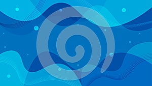 Vector Abstract Blue Fluid Style Background with Wavy Lines and Circles