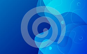 Vector Abstract Blue Gradient Fluid Style Background with Curving Lines and Circles