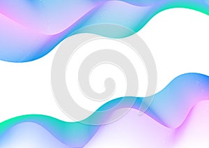 Vector Abstract Blue, Green and Pink Gradient Curving Mesh Frame in White Background