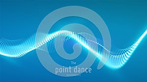 Vector abstract blue particle wave, points array, shallow depth of field. Futuristic illustration. Technology digital