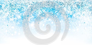 Vector abstract, blue, snowflake background.