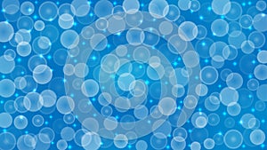 Vector Abstract Blurred Bokeh, Sparkles and Bubbles in Blue Background