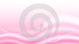 Vector Abstract Bright Pink and White Gradient Background with Shining Wavy Lines and Curves