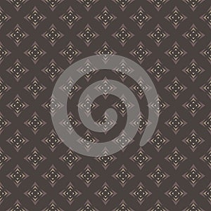 Vector abstract brown seamless pattern with small diamond shapes, flowers