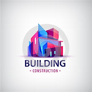 Vector abstract building colorful logo, icon isolated.