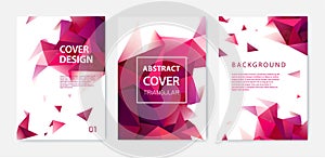 Vector abstract business brochure cover template, facet modern geometric background with red triangles