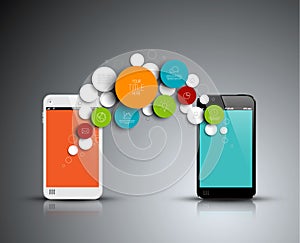 Vector abstract circles infographic template with phones
