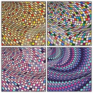 Vector abstract color grid patterns set.