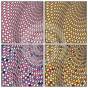 Vector abstract color grid patterns set.