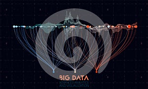 Vector abstract colorful big data information sorting visualization. Social network, financial analysis of complex