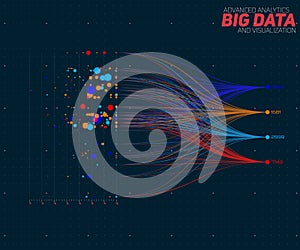 Vector abstract colorful big data information sorting visualization. Social network, financial analysis of complex