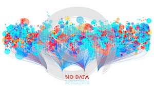 Vector abstract colorful big data information sorting visualization. Social network, financial analysis of complex