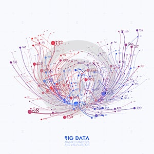 Vector abstract colorful big data information threads visualization. Social network, financial analysis of complex