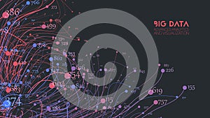 Vector abstract colorful big data information threads visualization. Social network, financial analysis of complex