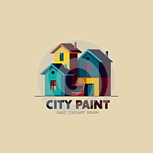 Vector abstract colorful city, building composition sign, icon, logo. Concept for home decoration, building, house