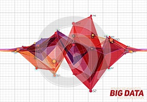 Vector abstract colorful financial big data graph visualization. Futuristic infographics aesthetic design.