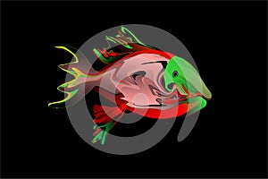 Vector Abstract colorful fish with black background wallpaper photo