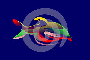 Vector Abstract colorful fish with blue background wallpaper