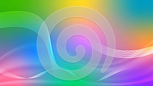 Vector Abstract Colorful Gradient Background with Shining Wavy Lines and Curves