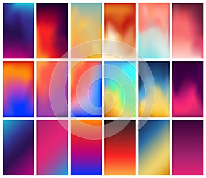 Vector abstract colorful holographic gradient backgrounds abstract gradient blurs trendy vibrant fluid colors