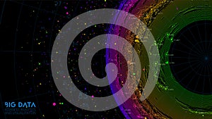 Vector abstract colorful round big data information visualization. Social network, financial analysis of complex