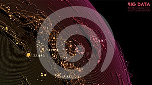Vector abstract colorful round big data information visualization. Social network, financial analysis of complex