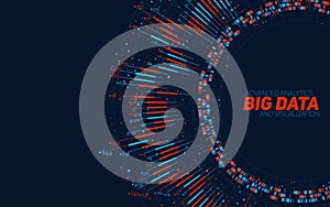 Vector abstract colorful round big data information visualization. Social network, financial analysis of complex