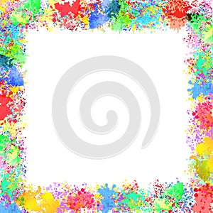 Vector Abstract Colorful Watercolor Spatters Frame Square Banner