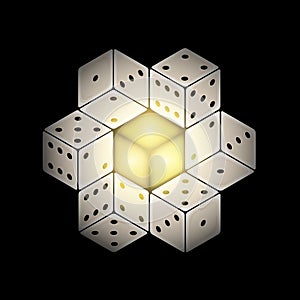 Vector Abstract Composition with Gambling Dices on Black Background