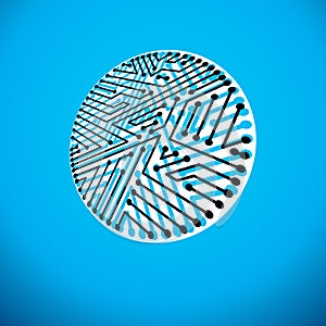 Vector abstract computer circuit board illustration, circular