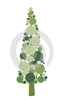 Vector abstract coniferous tree from different bubbles. Game UI flat. Stylized spruce for logo, 2D games or postcards