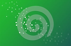 Vector of abstract connectivity on green background backdrop.