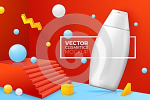 Vector abstract corner scene with shampoo bottle